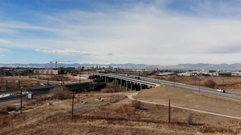Train, Mountains and City Stock Footage 231042033