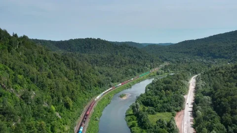 Train in the mountains. 스톡 동영상 112857770