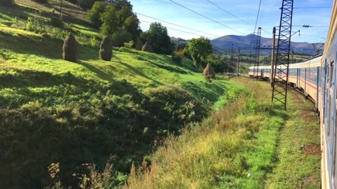 Train in the mountains Stock Footage 157737635