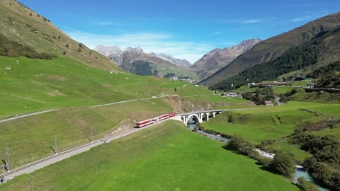 Train in the mountains Stock Footage 266407660