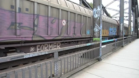 Train moved on the Bridge Stock Footage 81699530