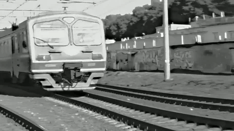 Train Movement In Black White Tones Stock Footage 99046757