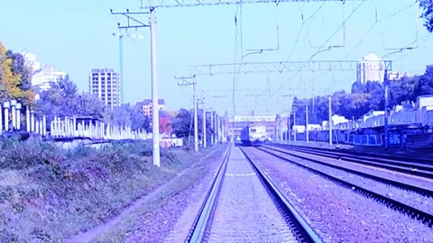 Train Movement Near Camera Stock Footage 98607837