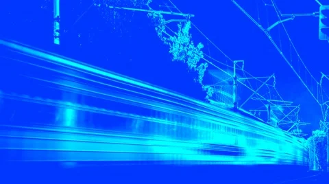 Train moves to the left along the rails.  Turquoise. Video stock 47843134