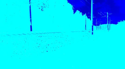 Train moves to the left along the rails.  Turquoise. Stock-Footage 47862229