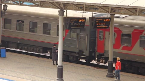Train moves on the railway junction. Many wagons. Stock-Footage 64636264
