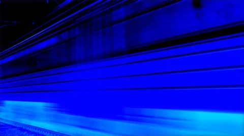 Train moves to the right along the rails. Blue. Video stock 47480445