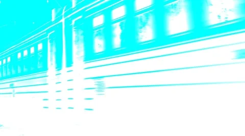 Train moves to the right along the rails. Turquoise. 스톡 동영상 47480541
