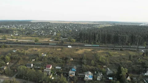 The train is moving among the countryside. Stock Footage 95310262