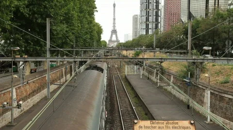 Train Moving on Rails in Paris Stock-Footage 536805