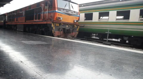 Train moving in station Stock Footage 60582892