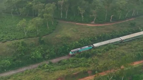 The train moving steadily across rural tracks, Stock Footage 336672258
