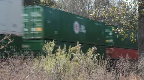 Train moving through woods Stock Footage 44725657