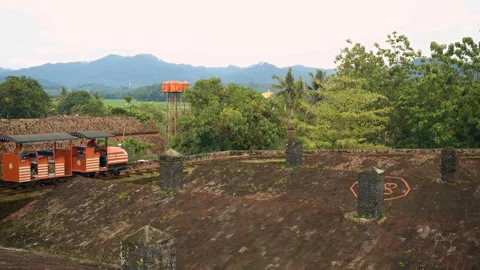 Train moving at the top of Fort Van der Wijck Video stock 86598841