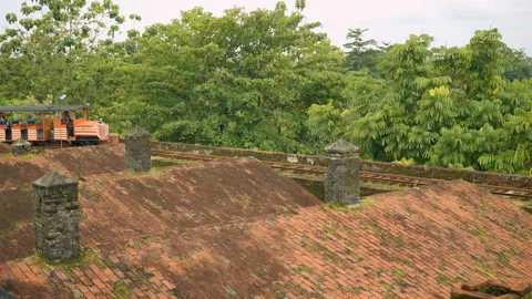 Train moving at the top of Fort Van der Wijck Stock Footage 86606109