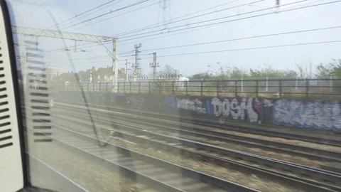 Train Moving, Window View Видео 74124857