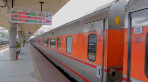 Train moving at Yilan station Stock Footage 39323176