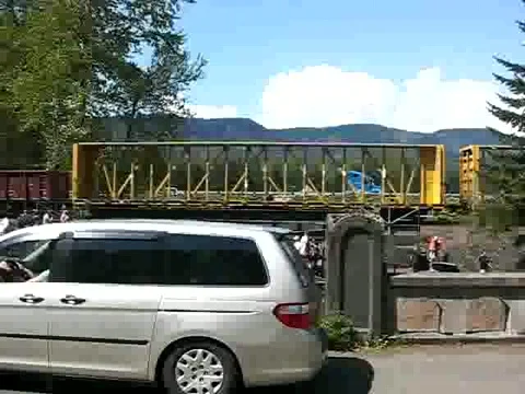 Train in Multnomah Falls in Oregon Stock Footage 380846