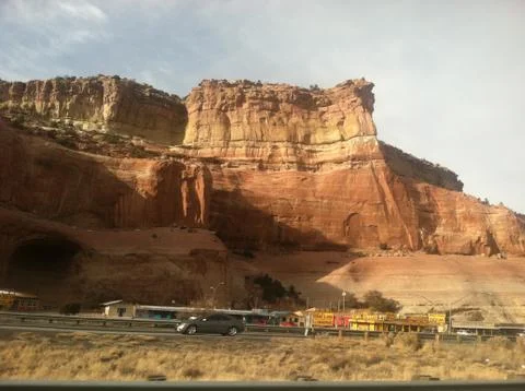 Train in New Mexico Cliffs Stock Photos