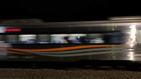 Train at the night Stock Footage 143695387