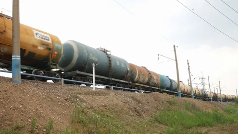 Train with oil products Stock Footage 113478024