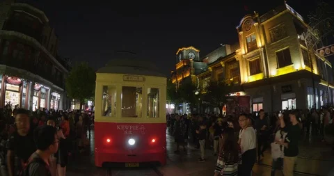 The train in the old  Beijing night Stock-Footage 97421655