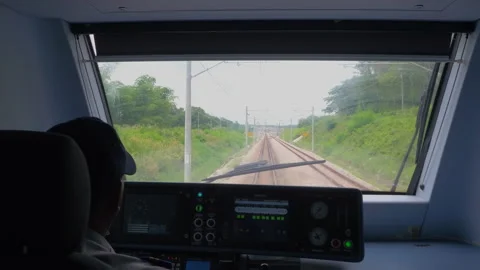 Train Operator Driver Inside Of Cabin, , Malaysia Stock Footage 134657849