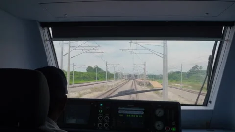 Train Operator Driver Inside Of Cabin, Malaysia Stock Footage 134663376