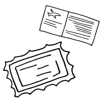 Train or plane ticket hand drawn outline doodle icon. Stock Illustration