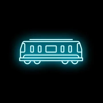 Train or subway car glowing neon digital icon Stock-Illustration