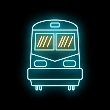 Train or subway car neon light icon Illustrazione stock