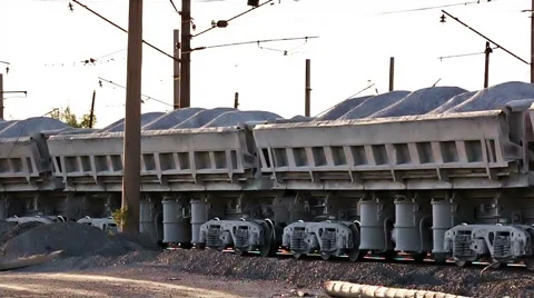 Train with ore by rail Stock Footage 54058737