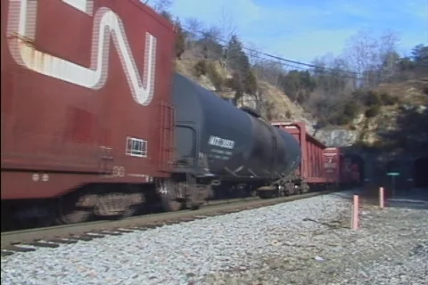 Train out of tunnel Stock Footage 160345