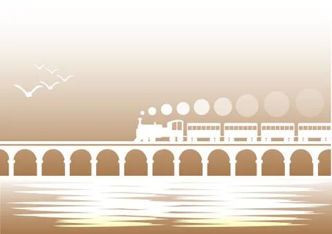 Train over bridge Ilustração Stock