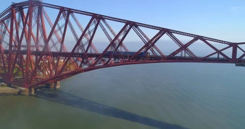 Train Over Firth of Forth Bridge in Scotland Stock Footage 98117816