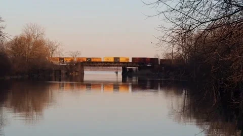 Train over  Onondaga Creek Stock Footage 150745148