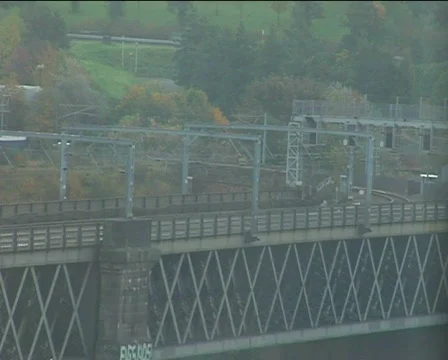 Train over river Tyne in UK Video stock 277558