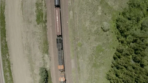 Train overhead drone Stock Footage 158405083