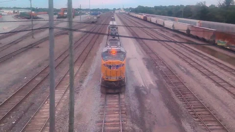 Train, Overhead View of Train, UP4109, Union Pacific Train Yard, Dolton IL Vídeo Stock 246773270