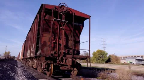 Train parked on tracks Stock Footage 12371134