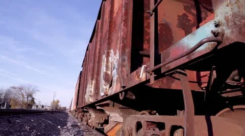 Train parked on tracks Stock Footage 12371381