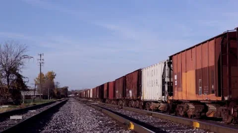 Train parked on tracks Stock Footage 12372621