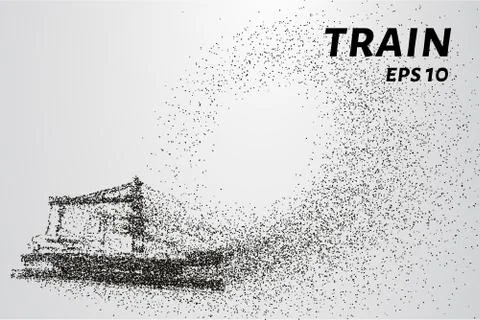 The train of particles. The silhouette of a train composed of dots and circ.. Stock Illustration