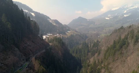 Train pass in Vallée des Ormonts - Aerial 4K Stock Footage 106295695