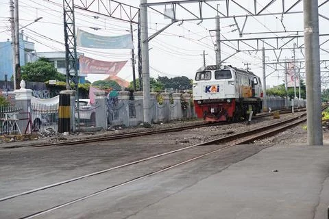 The train passed slowly Stock Photos