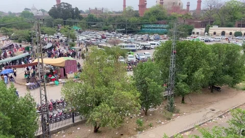 Train of passenger is moving in Lahore on April 14, 2024 Stock Footage 273078950