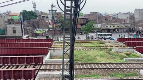 Train of passenger is moving in Lahore on April 14, 2024 스톡 동영상 273082987