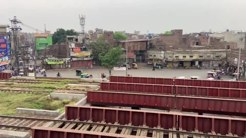 Train of passenger is moving in Lahore on April 14, 2024 Stock-Footage 273083689
