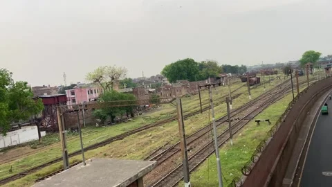 Train of passenger is moving in Lahore on April 14, 2024 Stock-Footage 273086004