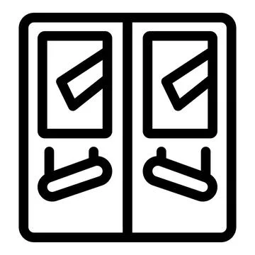 Train passenger seats with folded table and window icon Stock Illustration